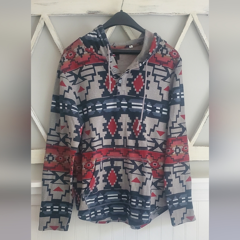 Quicksilver Men’s Aztec Pattern Pullover Size Med… - image 1
